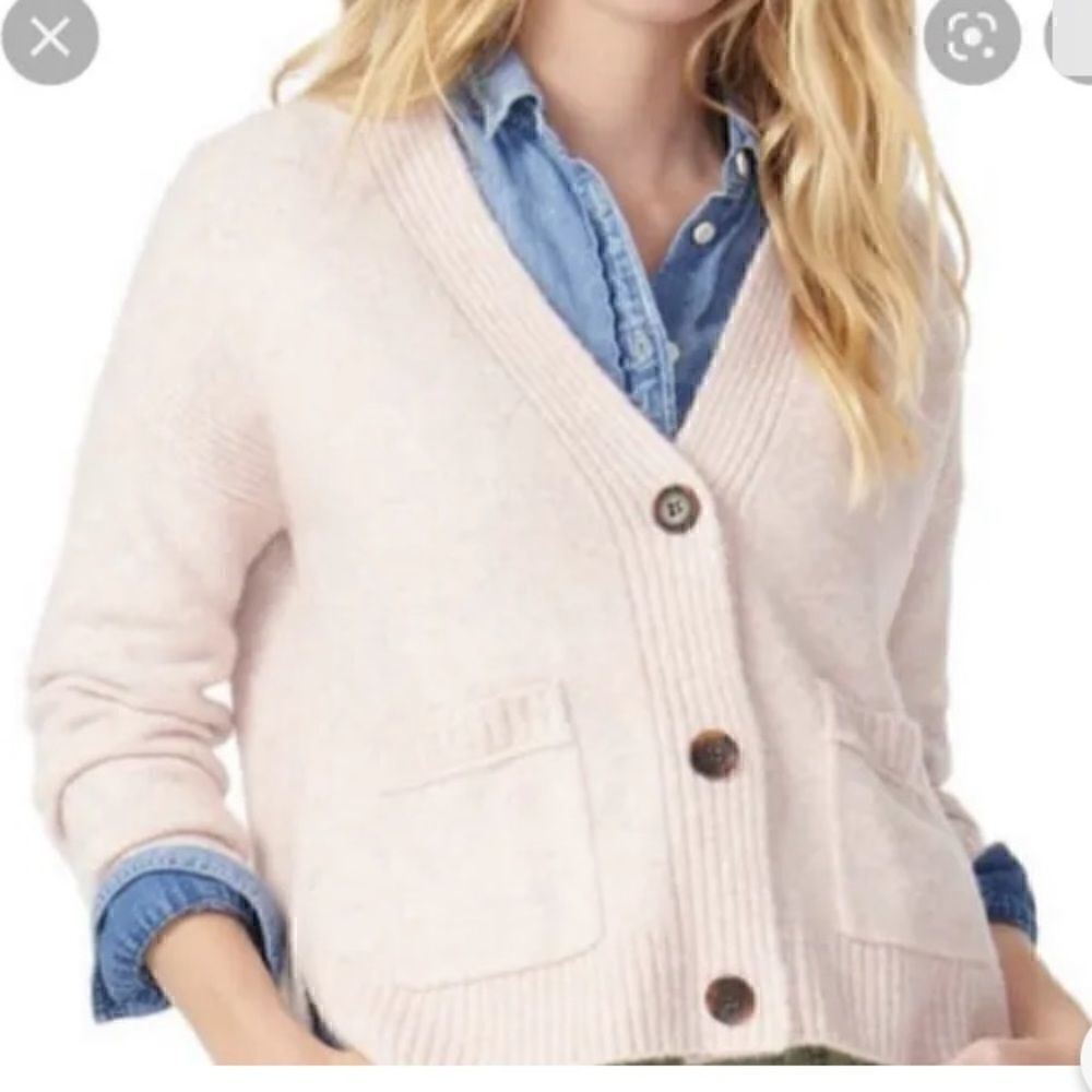 J Crew Cropped Cardigan Sweater In Supersoft Yarn Alpaca Blend Camel Oversized